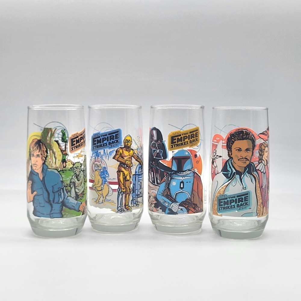 Vintage Rare 1980 Burger King Star Wars Collectible Tumblers Complete Set
